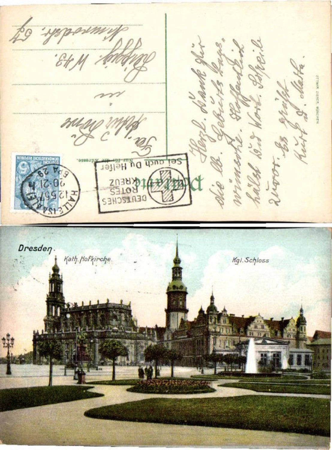 71353,Dresden Kath. Hofkirche Rotes Kreuz Stempel