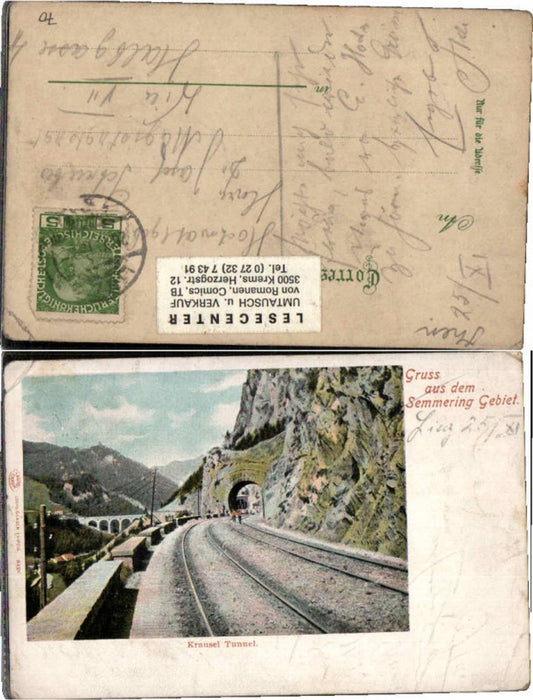 71595,Gruss aus d. Semmeringgebiet Semmering Krausel Tunnel