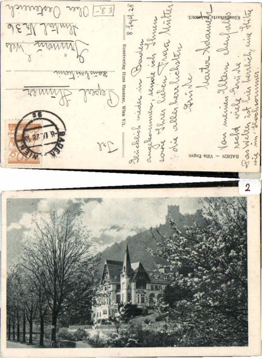 71609,Baden b. Wien Helenental Villa Eugen Künstlerkarte 8009-2