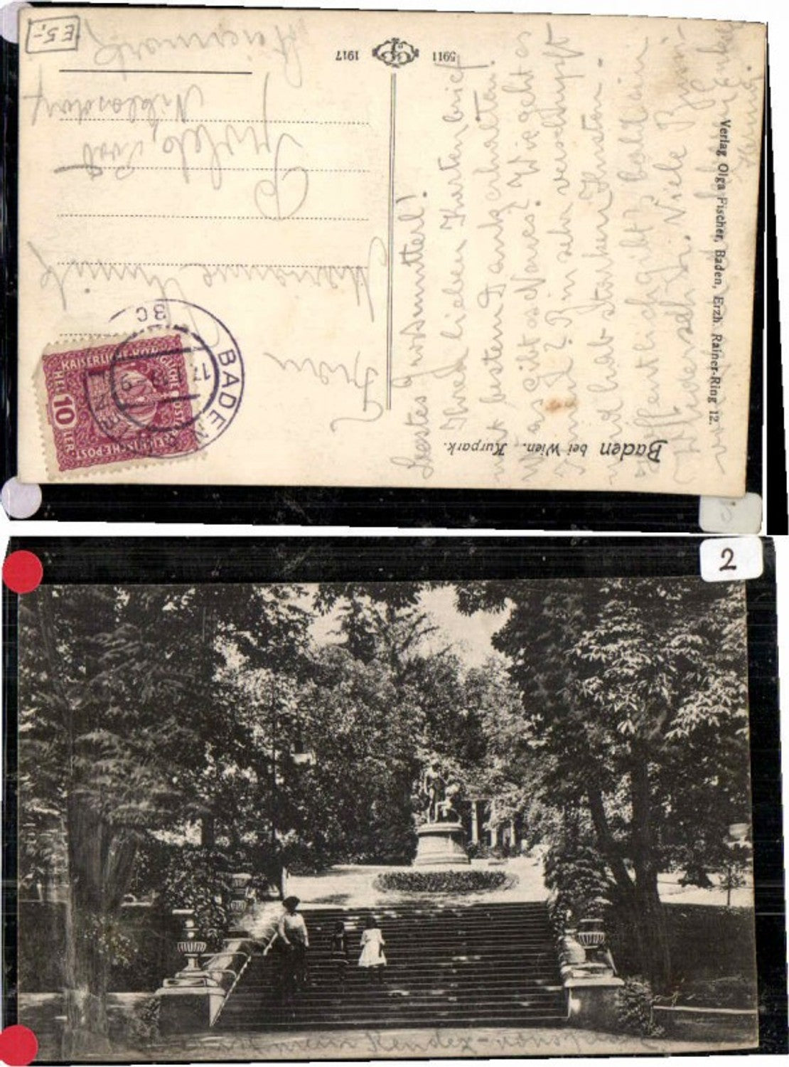 71610,Baden bei Wien Leute im Kurpark 1917