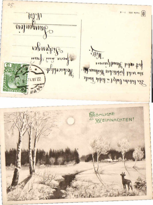 71739, Christmas Deer Winter Landscape