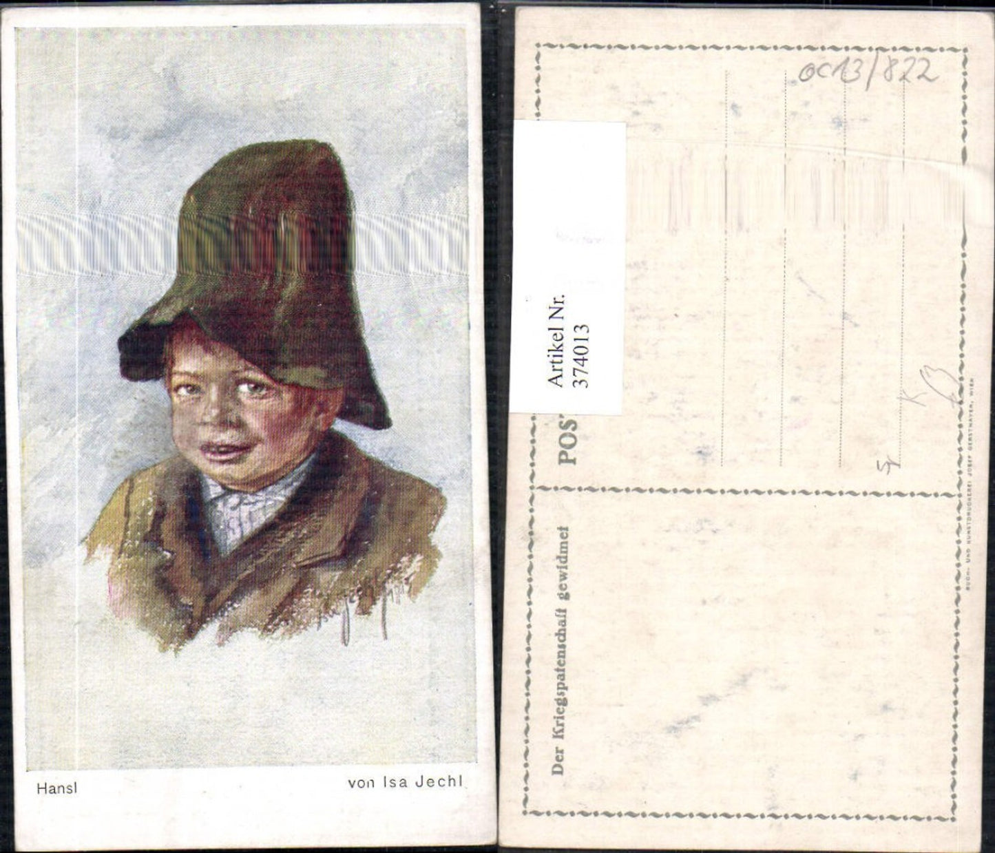 374013,Künstler Ak Isa Jechl Hansl Kind Bub Junge Hut