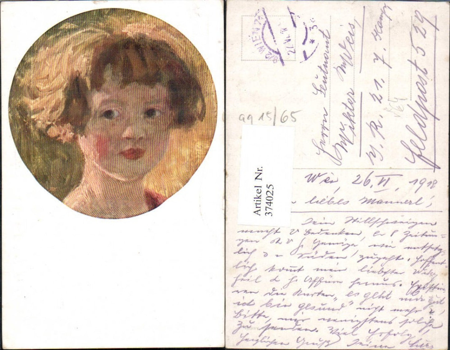 374025,Künstler Ak Kind Portrait Passepartout pub B.K.W.I. 671/5