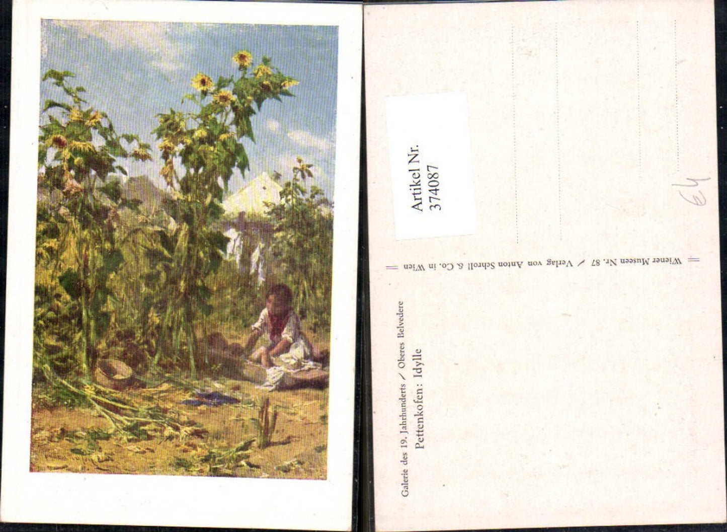 374087,Künstler Ak Pettenkofen Idylle Kinder i. Sonnenblumenfeld