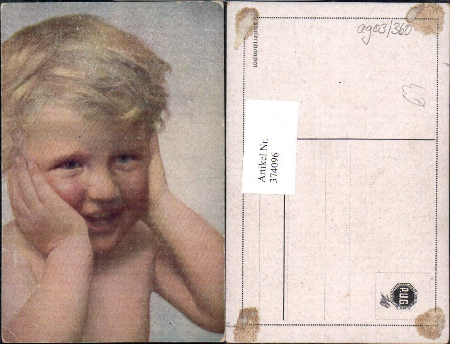374096,Künstler Ak Kind Sonnenscheinchen Portrait