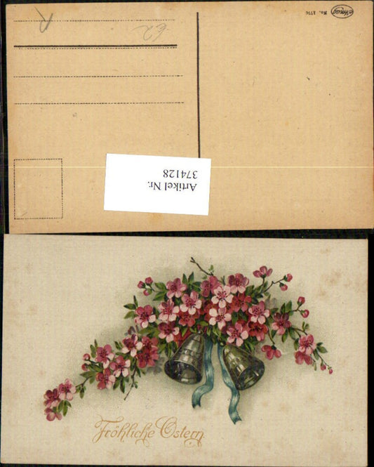 374128,Ostern Glocken Osterglocken Schleife Blumen Blütenzweige