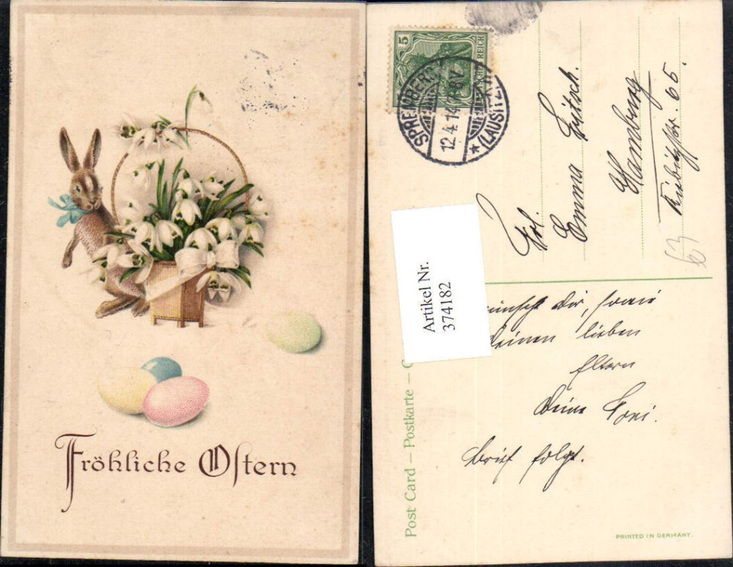 374182, Easter basket with rabbit, snowdrops, Easter eggs, eggs