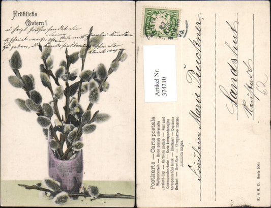 374210, Easter vase with pussy willow branches