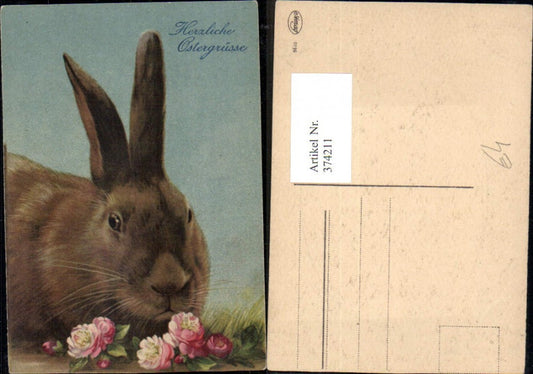 374211, Easter bunny with flowers and roses