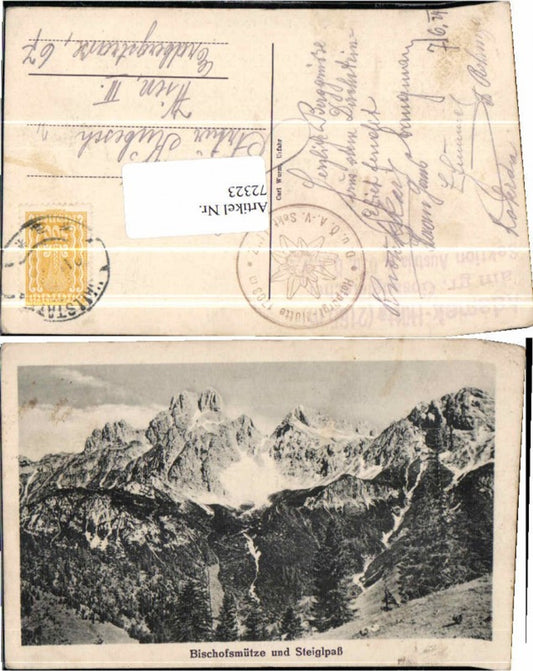 72323,Bischofsmütze m. Steiglpaß b. Gosau Stempel Hütten