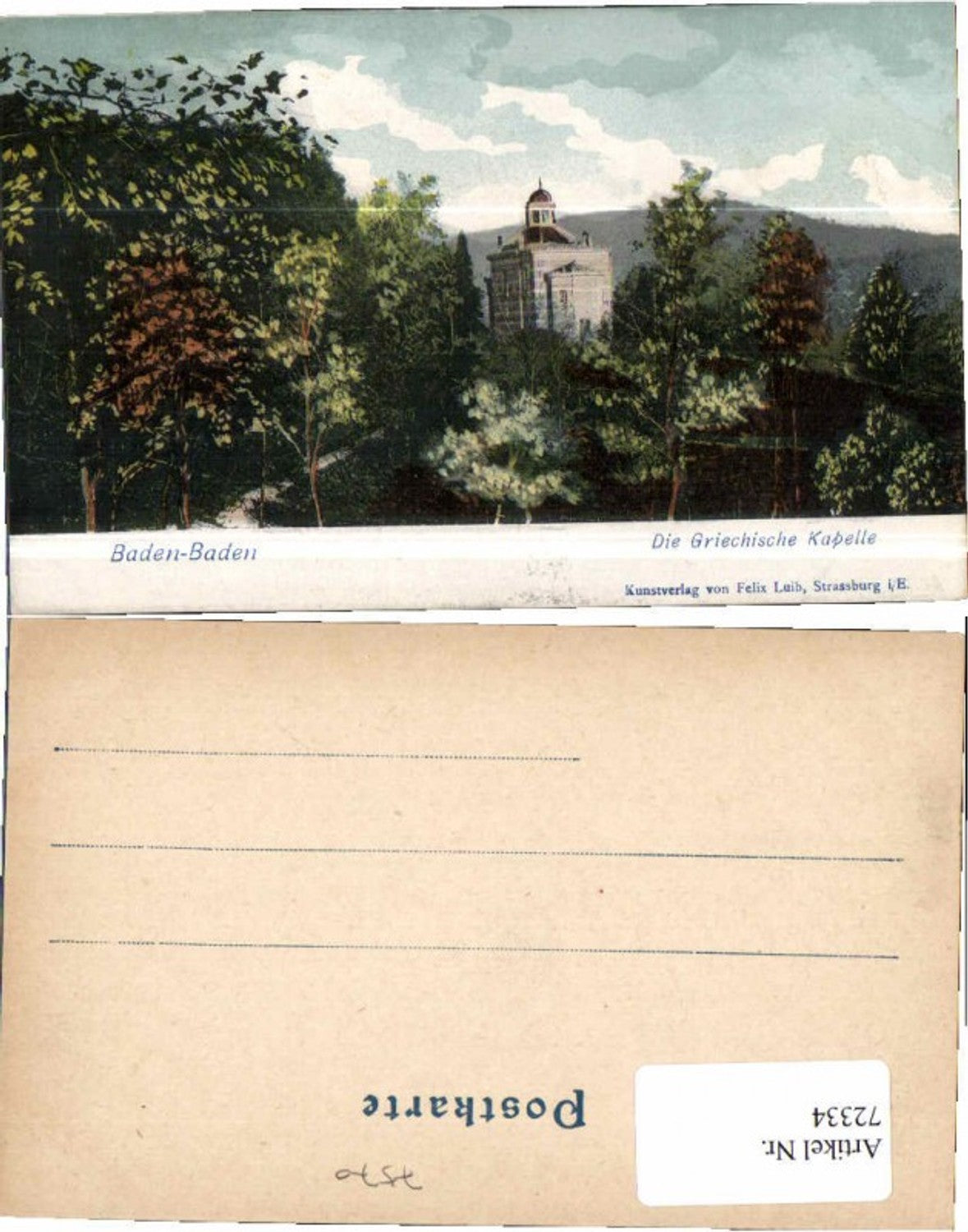 72334,Baden Baden Griechische Kapelle 1900