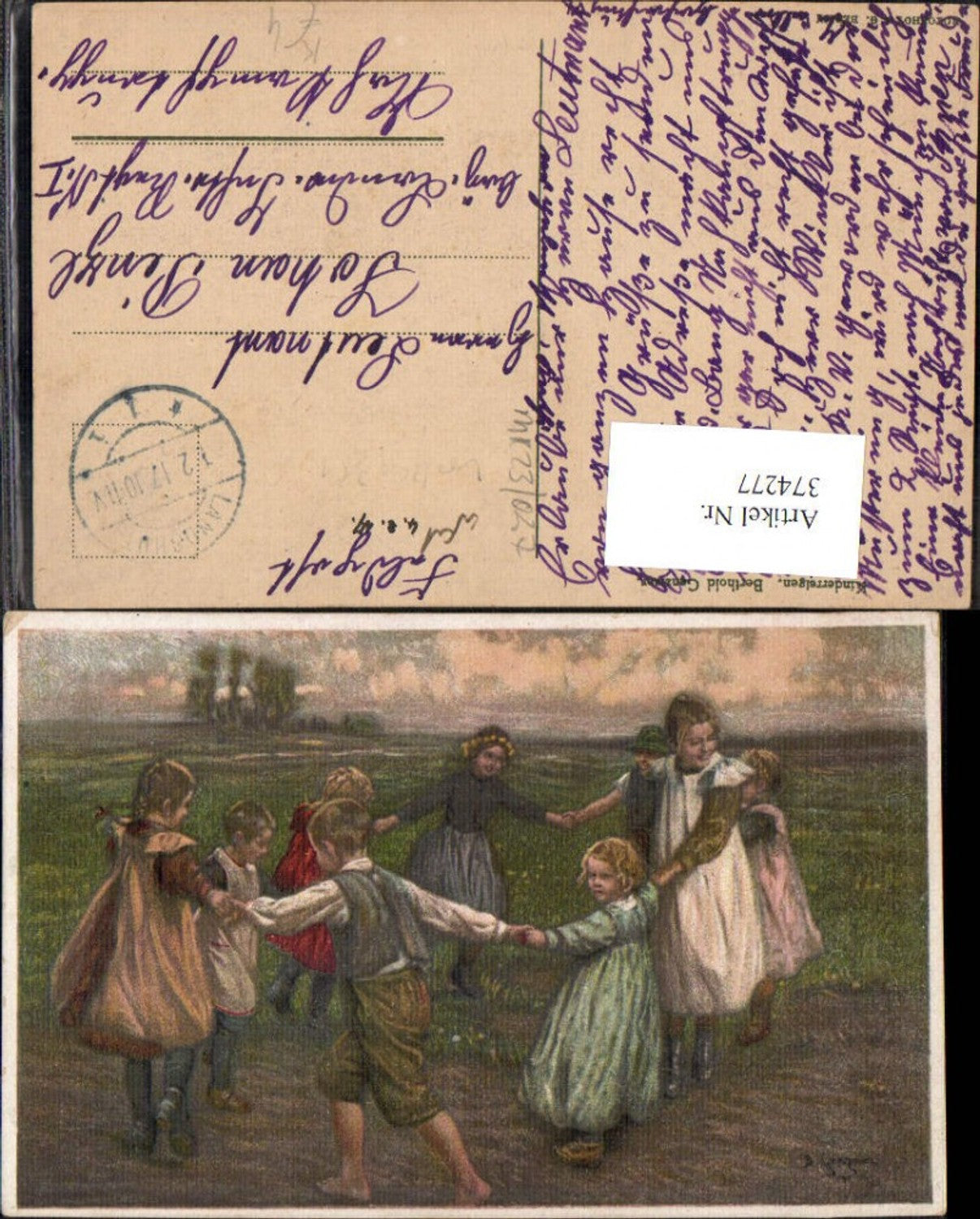 374277, Artist Ak Berthold Genzmer Children's Round Dance Children Dancing Ring Dance