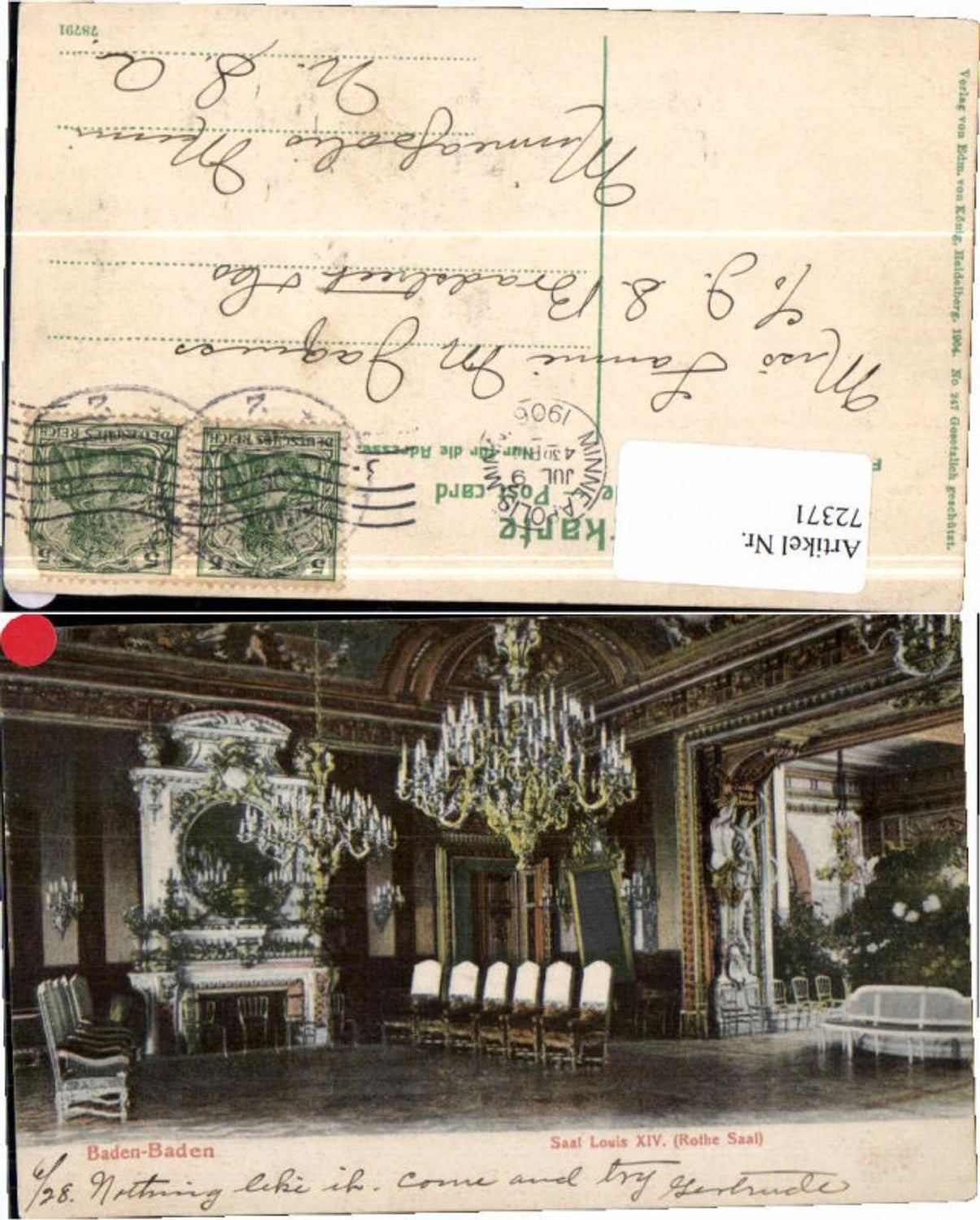 72371,Baden Baden Saal Louis Rothe Saal 1905