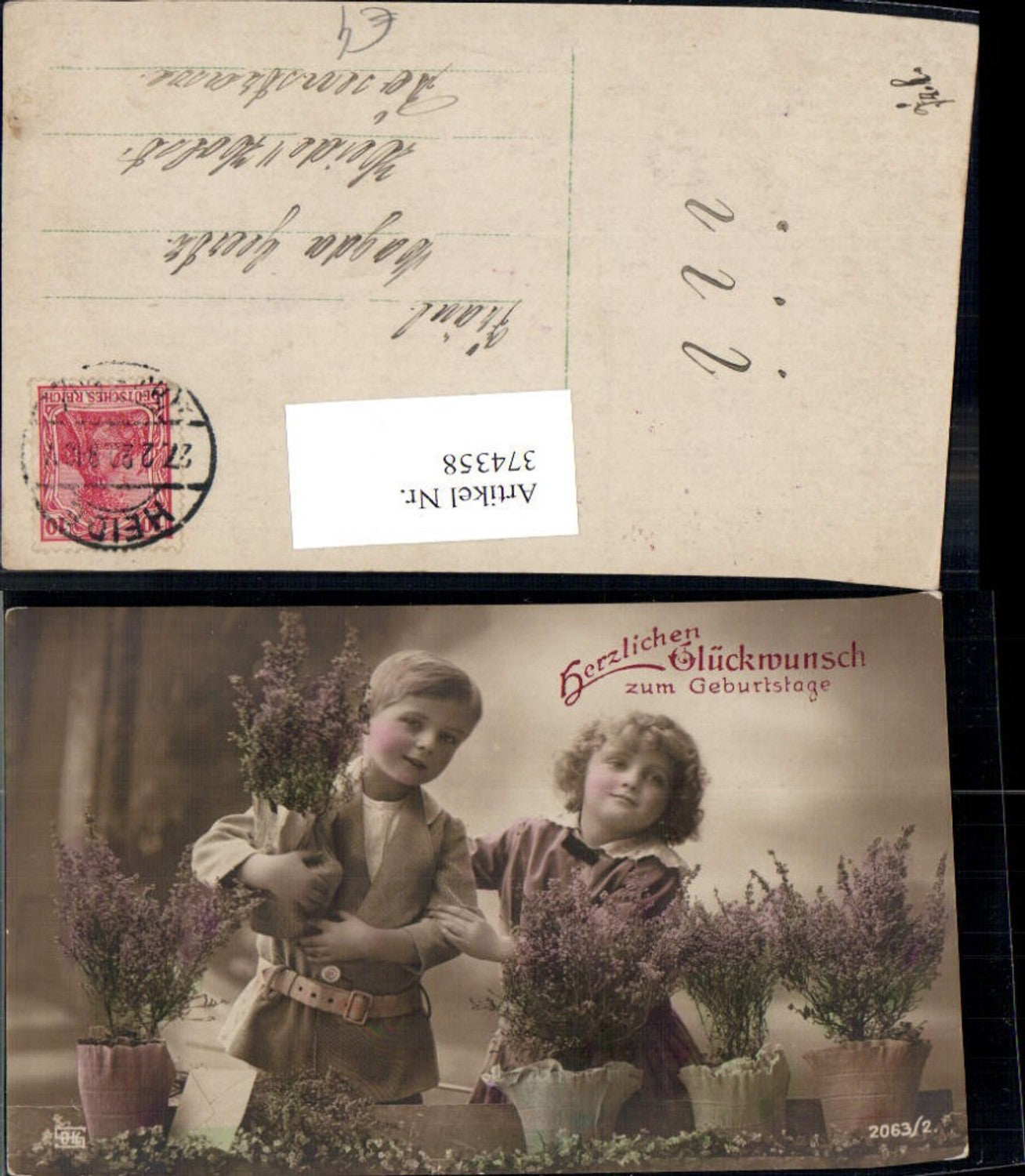 374358,Kinder m. Blumen Blumentöpfe Heidekraut