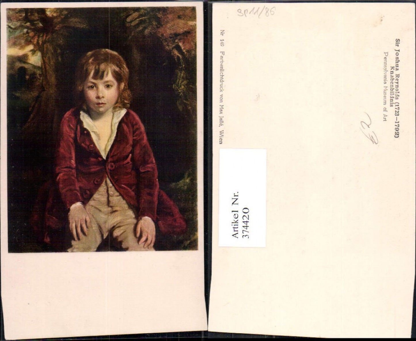374420,Künstler Ak Sir Joshua Reynolds Knabenbildnis Kind Bub Junge Portrait