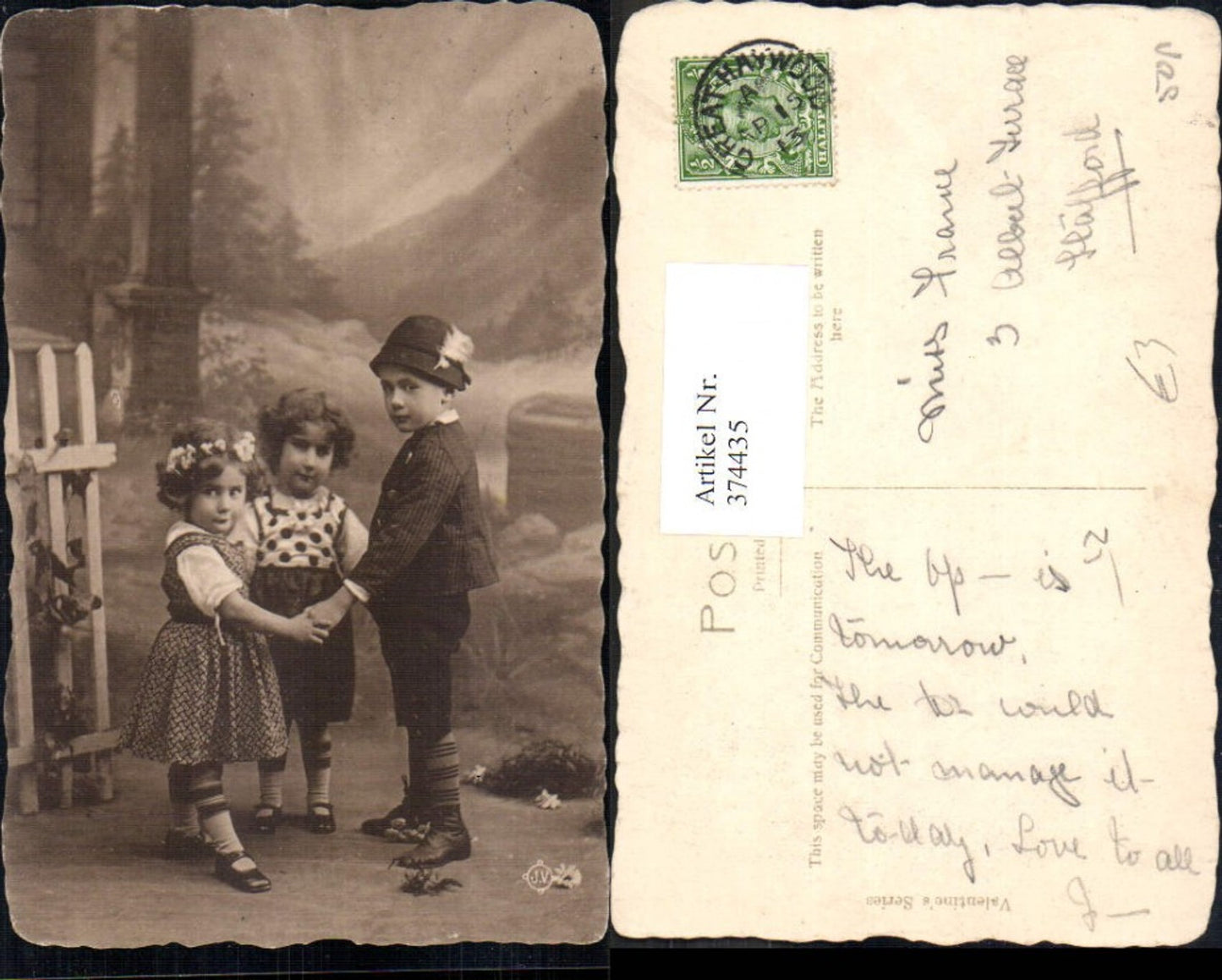 374435,Kinder Mädchen u. Bub Junge Tracht Ringeltanz Blumen i. Haar Hut
