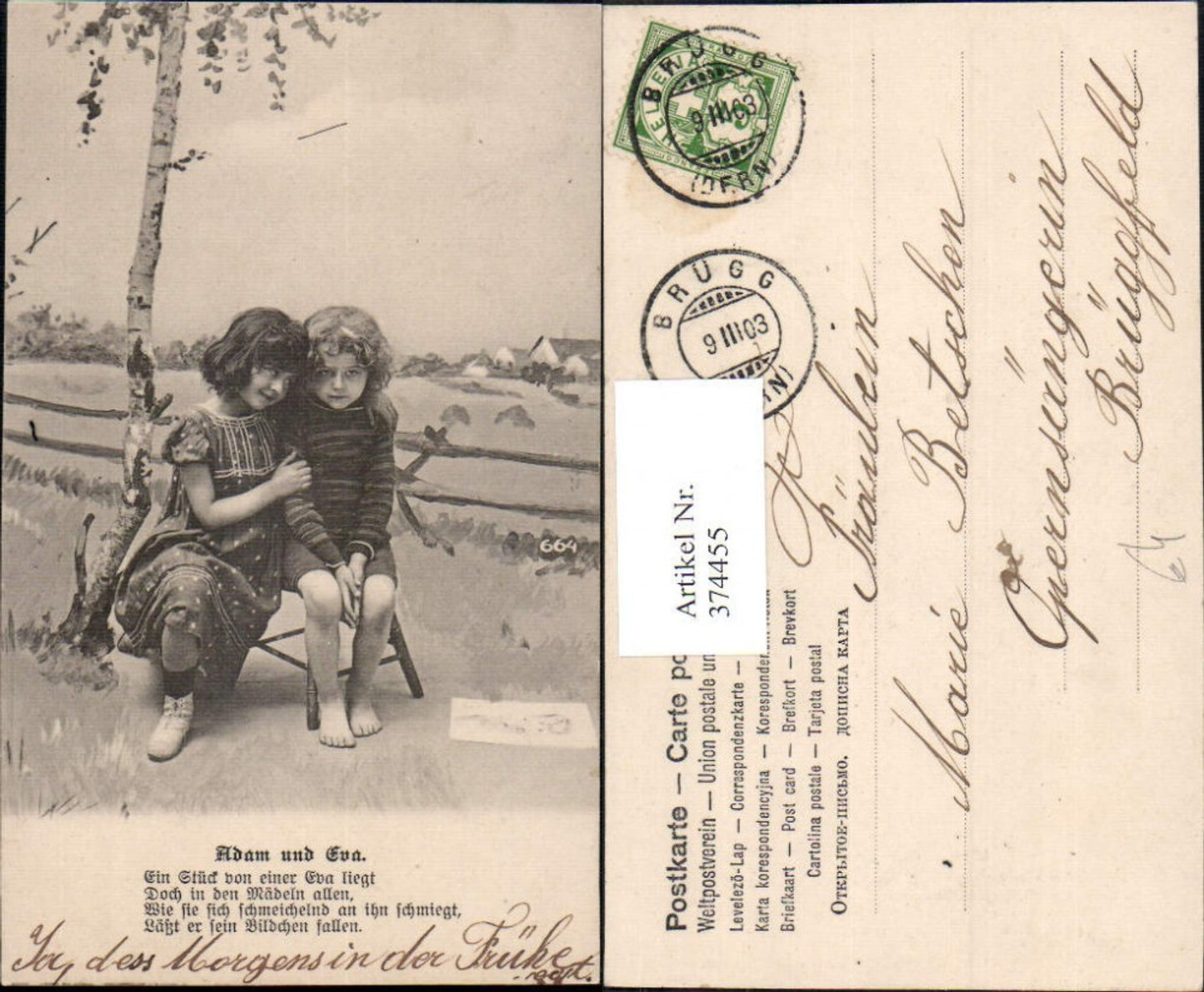 374455,Kinder Umarmung unter Birke Baum Adam u. Eva Text