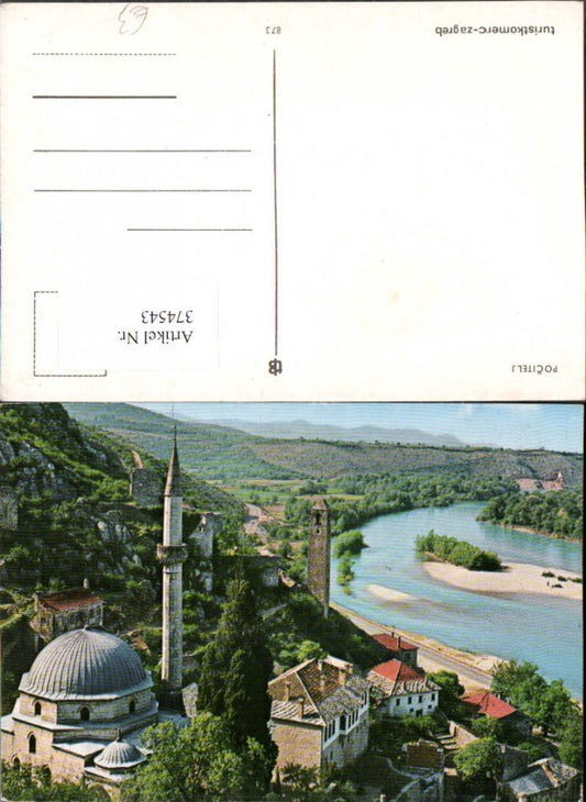 374543,Bosnia Pocitelj Moschee Minarett