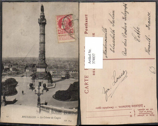 374837,Belgium Bruxelles Brüssel La Colonne du Congres Säule