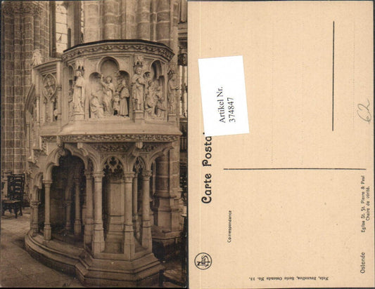 374847,Belgium Ostende Eglise St. Pierre u. Paul Chaire de verite Kirche Kanzel