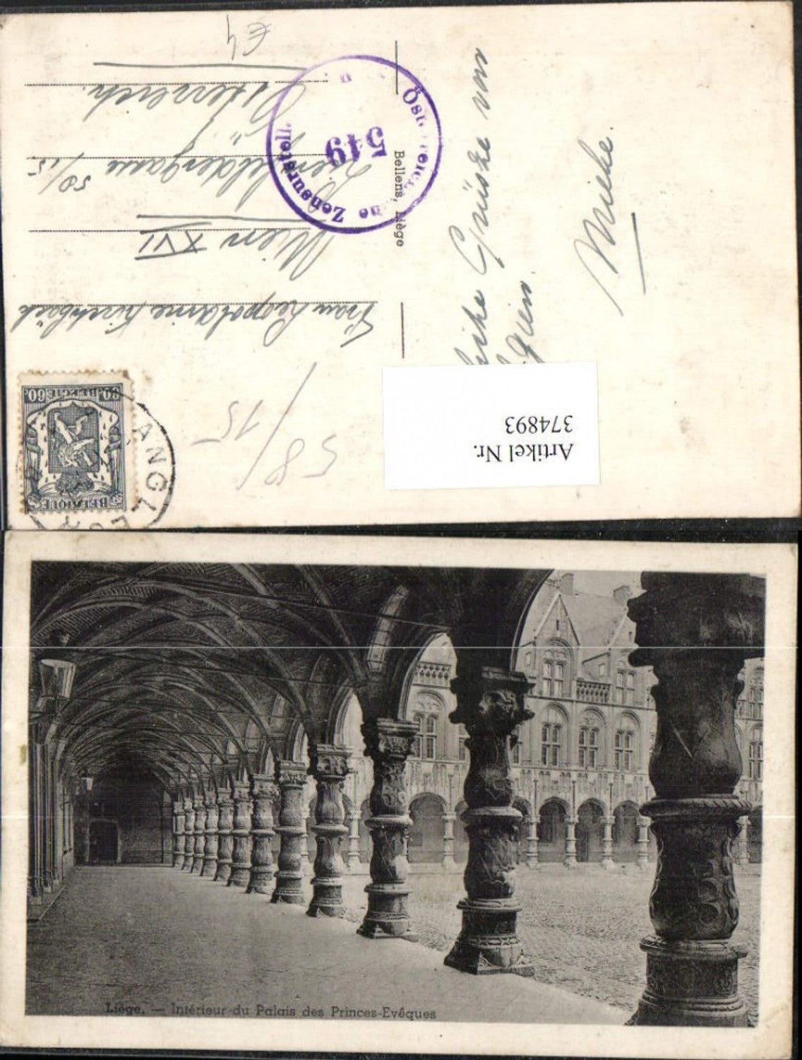 374893,Belgium Liege Lüttich Interieur du Palais des Princes Evaques Palast Arkaden