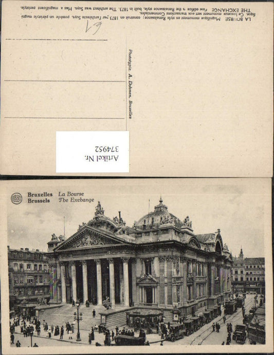 374952,Belgium Bruxelles Brüssel La Bourse Börse Gebäude