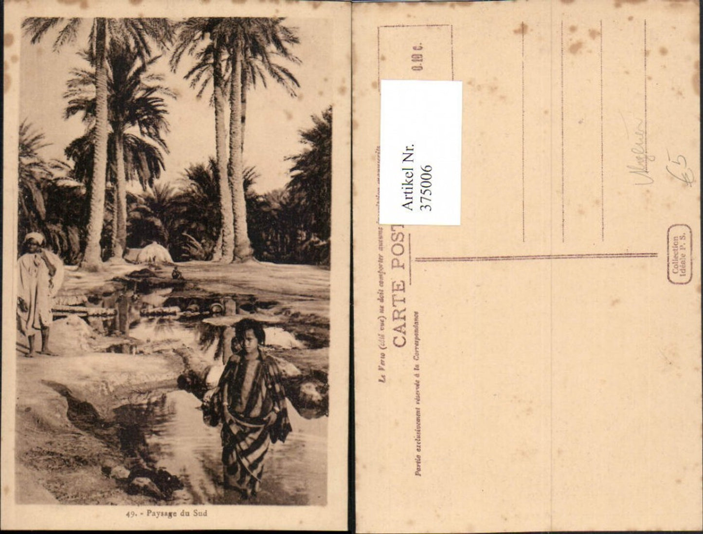 375006,Algeria Paysage du Sud Landschaft Volkstypen Palmen