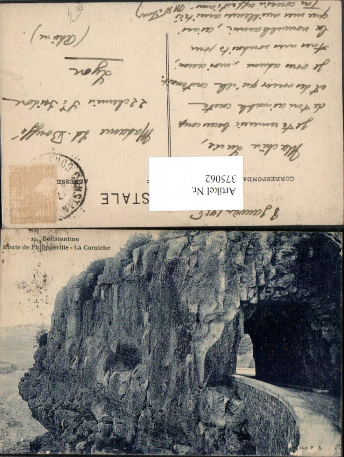 375062,Algeria Constantine Route de Philippeville La Corniche Tunnel