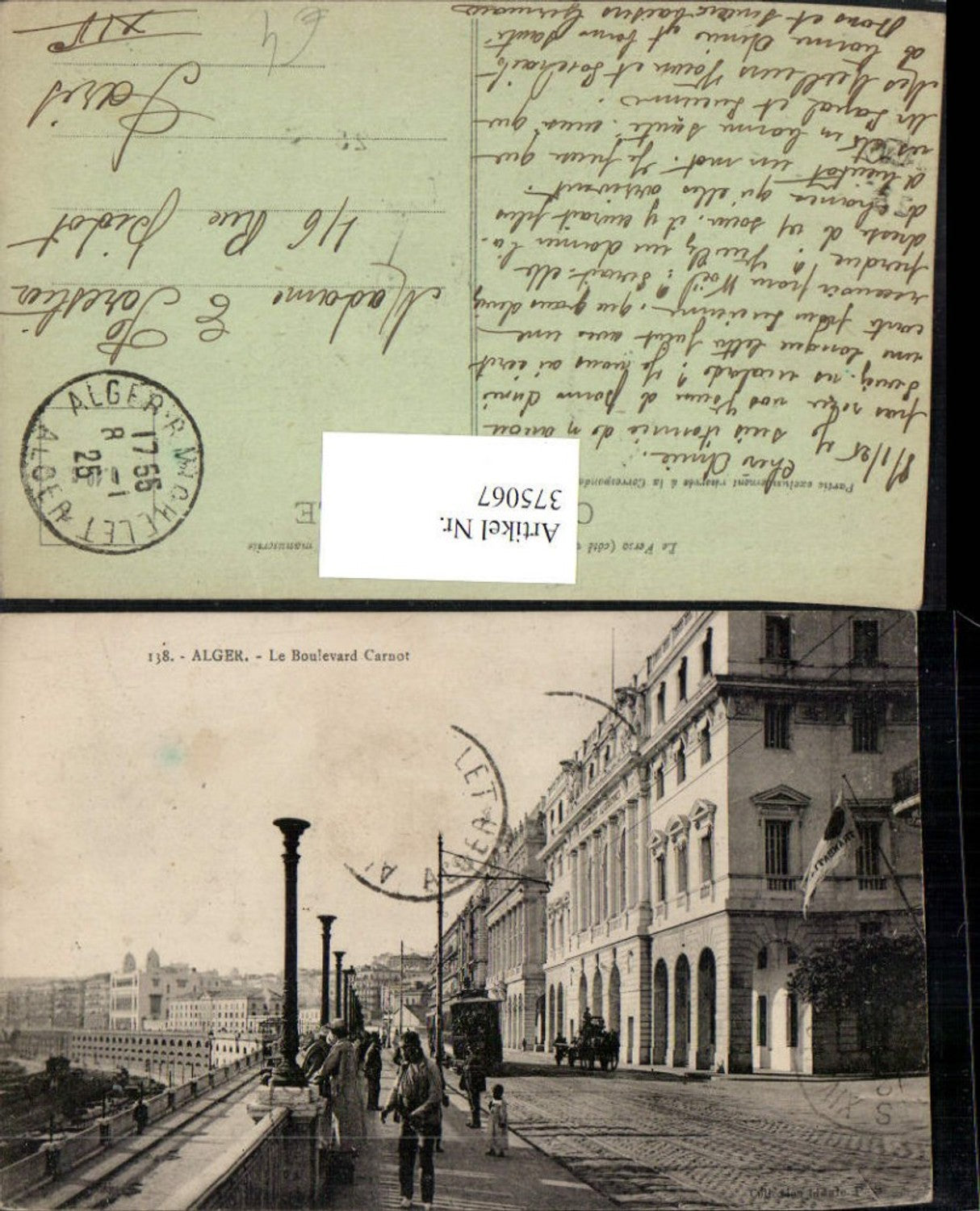375067,Algeria Alger Algier Le Boulevard Carnot Straßenansicht Straßenbahn