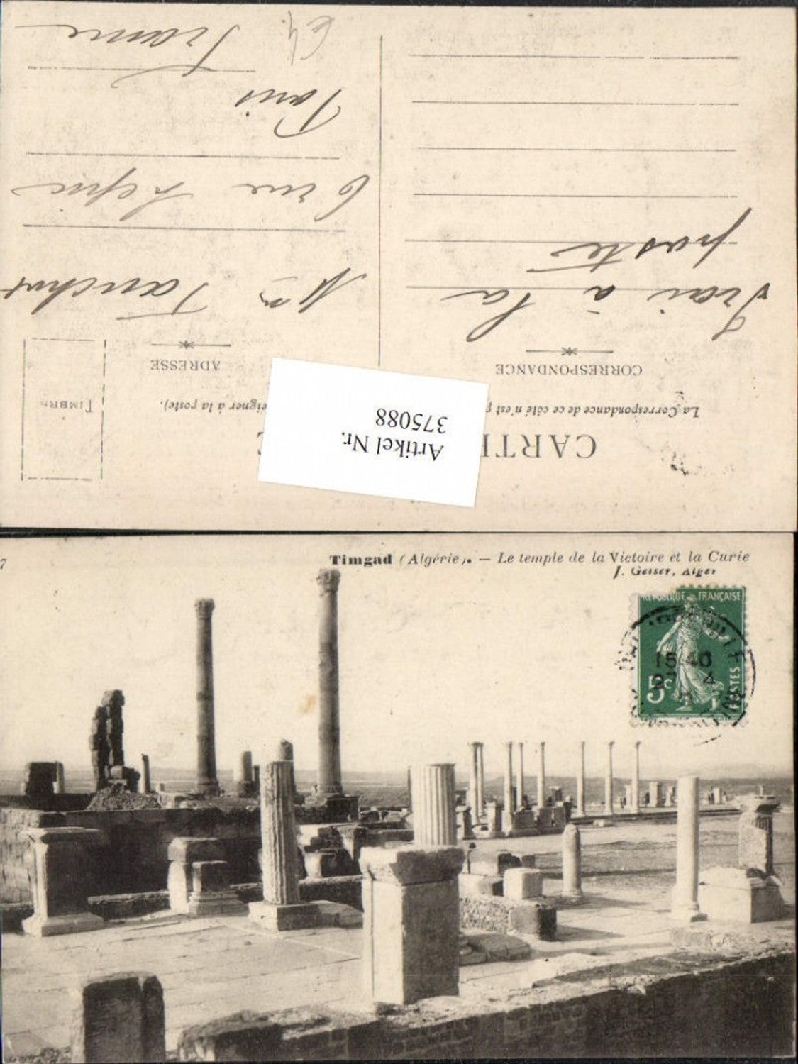 375088,Algeria Thamugadi Timgad Le temple de la Victoire et la Curie Tempel Ruine