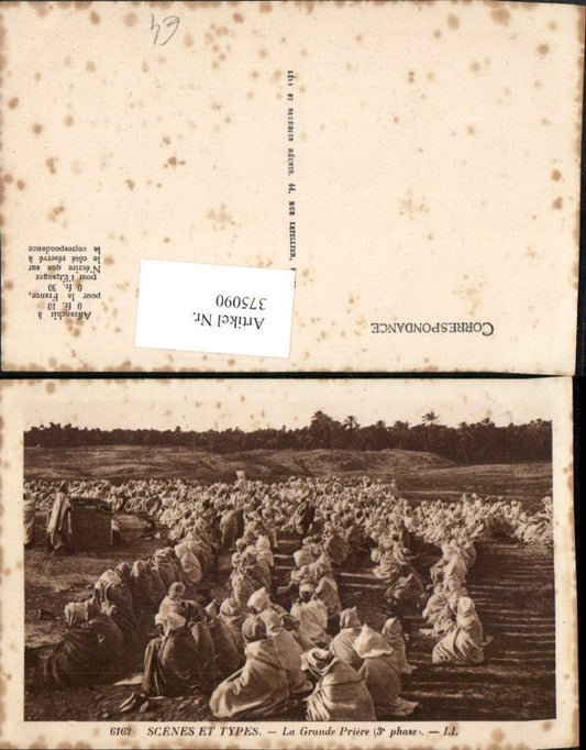 375090,Algeria Scenes et Types La Grande Priere Volkstypen b. Beten