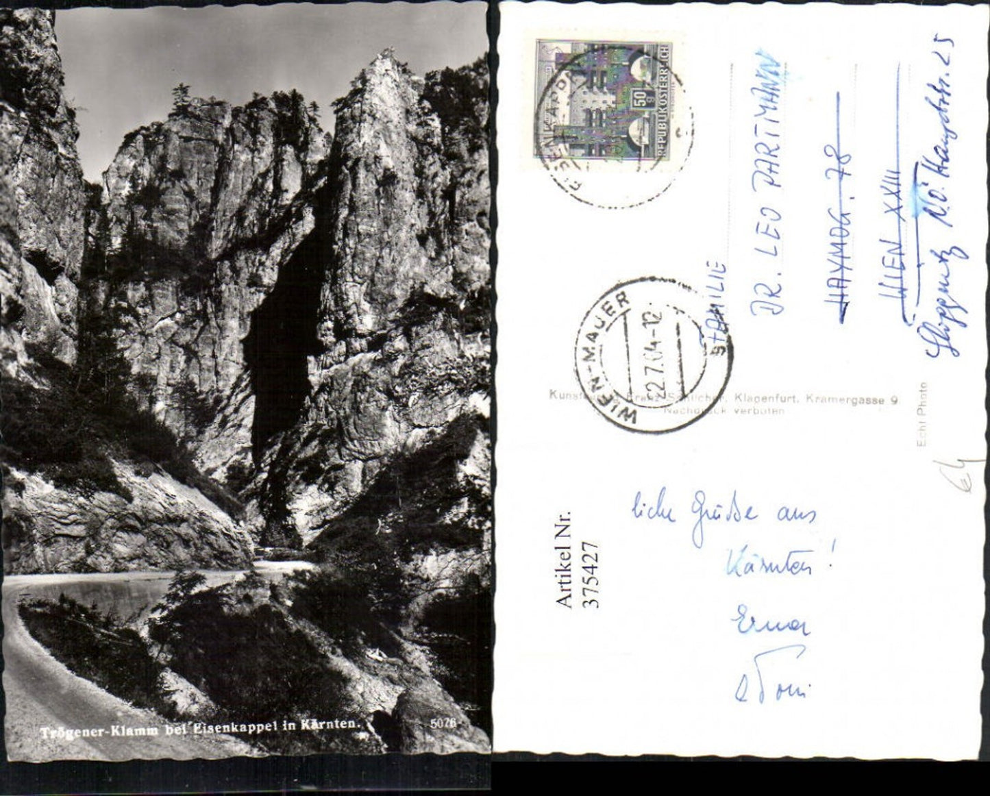 375427,Trögener-Klamm b. Eisenkappel Vellach Felsen