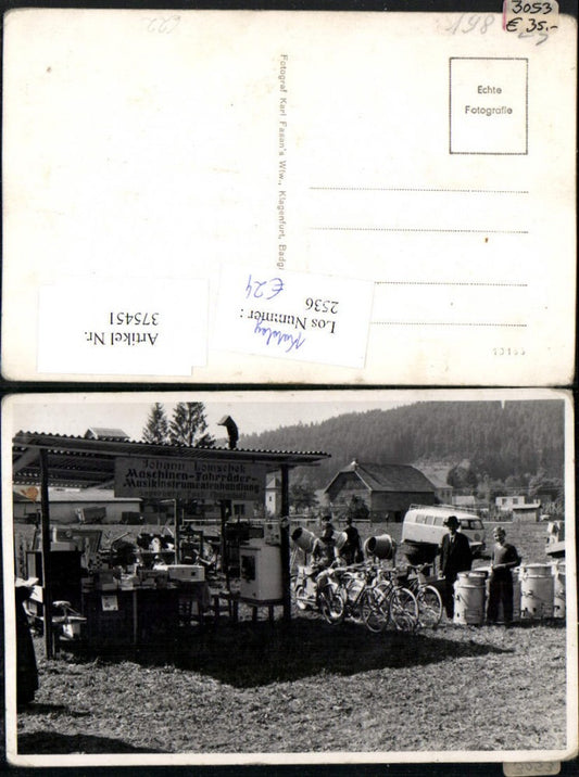 375451,Foto AK Sagerberg b. Eberndorf Johann Lomsehek Handlung Maschinen Fahrräder Instrumente