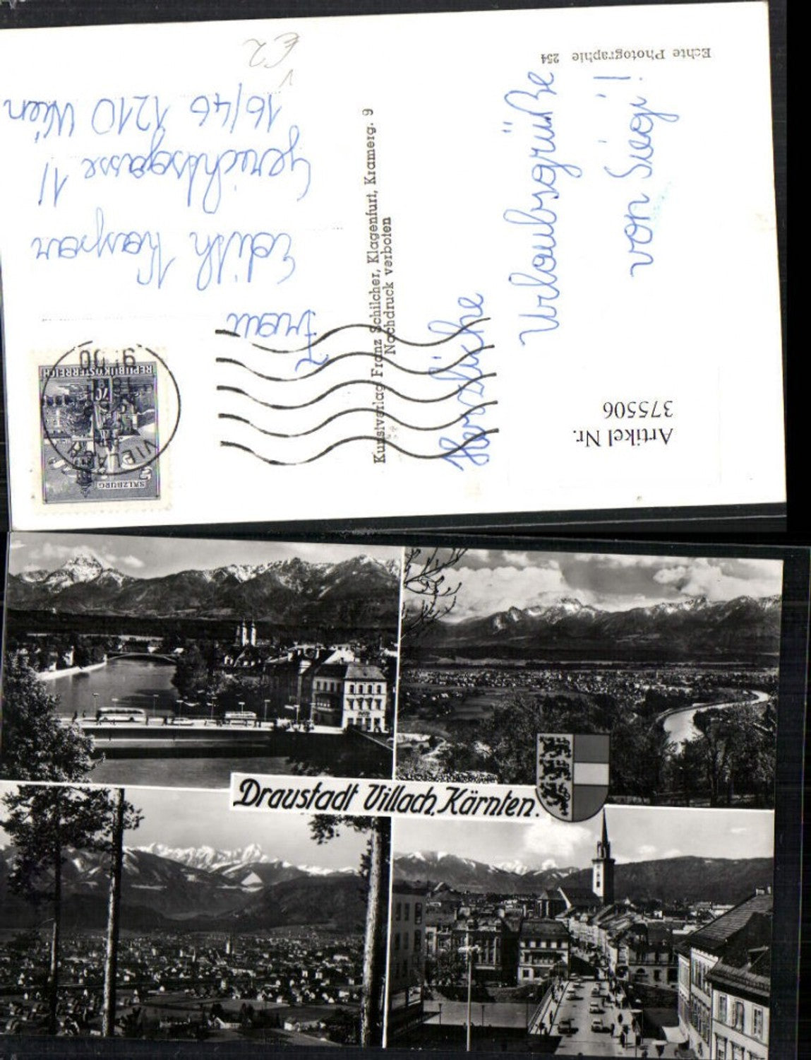 375506,Villach Totale Brücke Straßenansicht Mehrbildkarte pub Franz Schilcher 254
