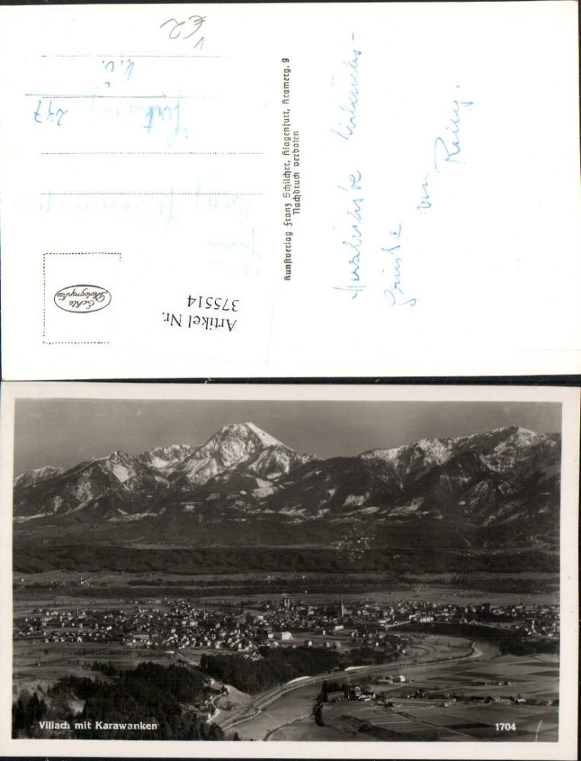375514,Villach Totale m. Karawanken Bergkulisse pub Franz Schilcher 1704