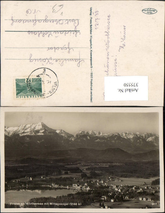 375550,Velden am Wörthersee Totale m. Mittagskogel Bergkulisse pub Franz Schilcher 917