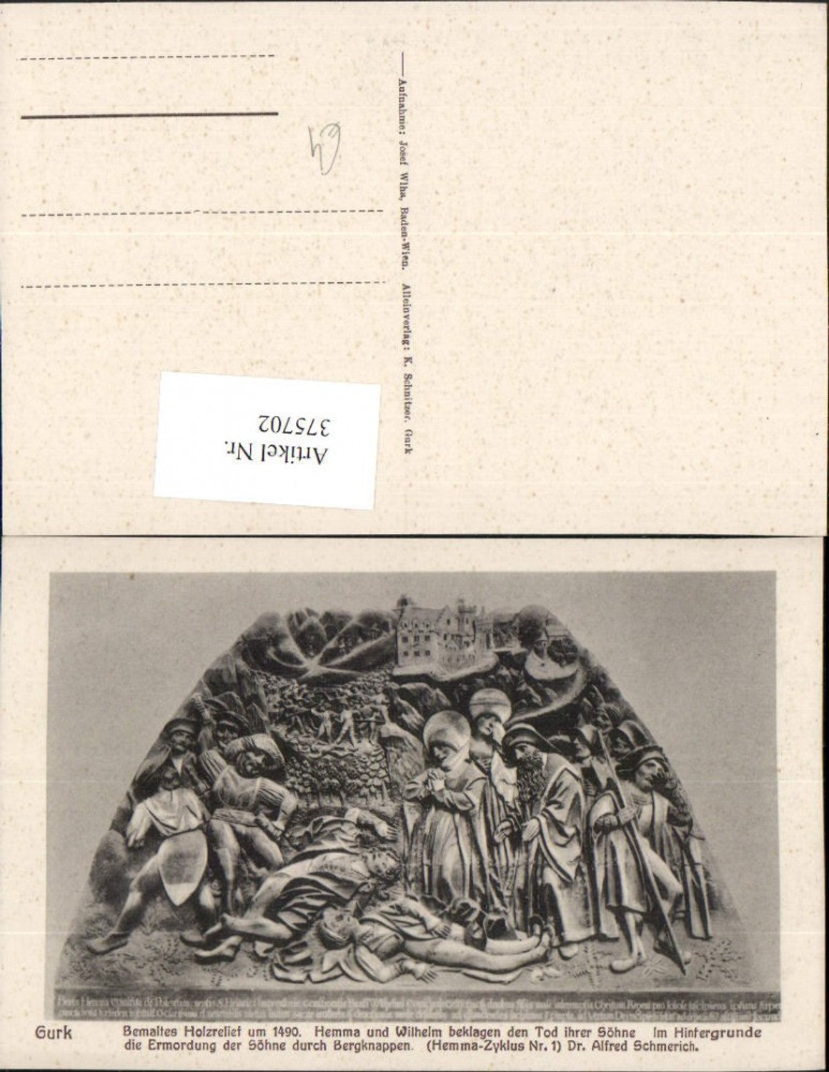 375702, Gurk wooden relief Hemma and Wilhelm lament the death of their sons