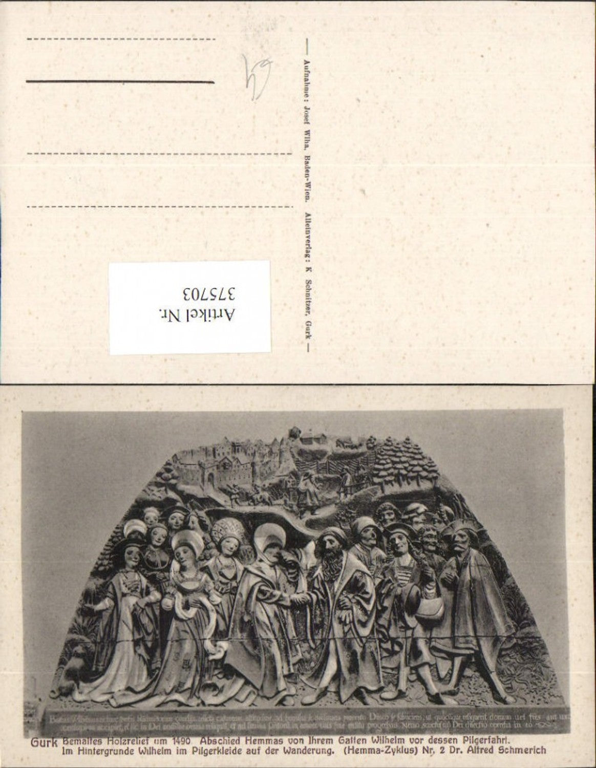375703,Gurk Holzrelief Abschied Hemmas von Ihrem Gatten Wilhelm vor dessen Pilgerfahrt