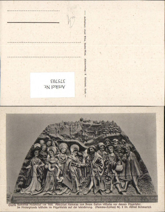375703,Gurk Holzrelief Abschied Hemmas von Ihrem Gatten Wilhelm vor dessen Pilgerfahrt