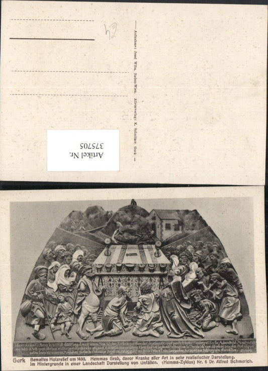 375705,Gurk Holzrelief Hemmas Grab davor Kranke aller Art