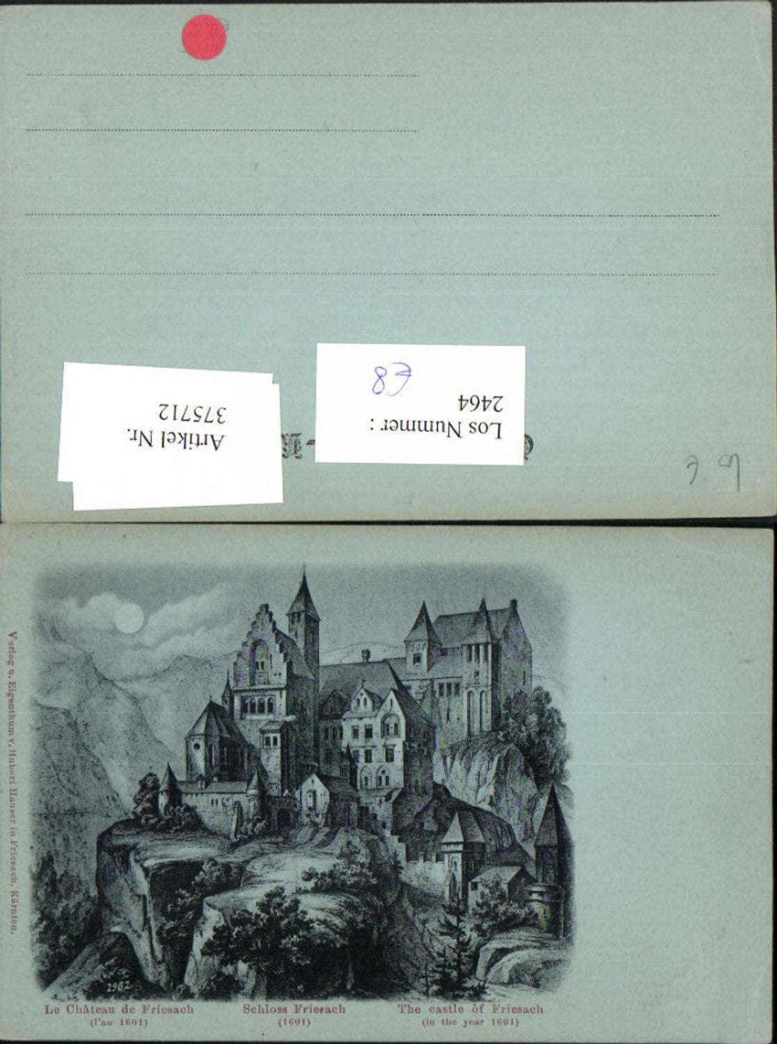 375712, Artist Moon Lithograph Friesach Castle