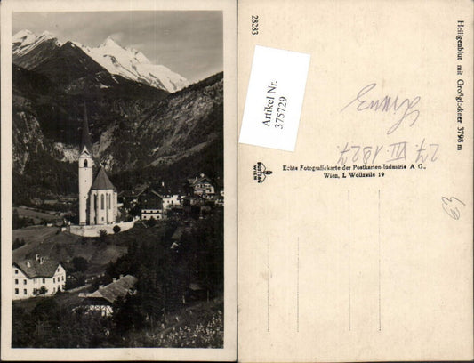 375729,Heiligenblut Teilansicht Kirche m. Großglockner Bergkulisse