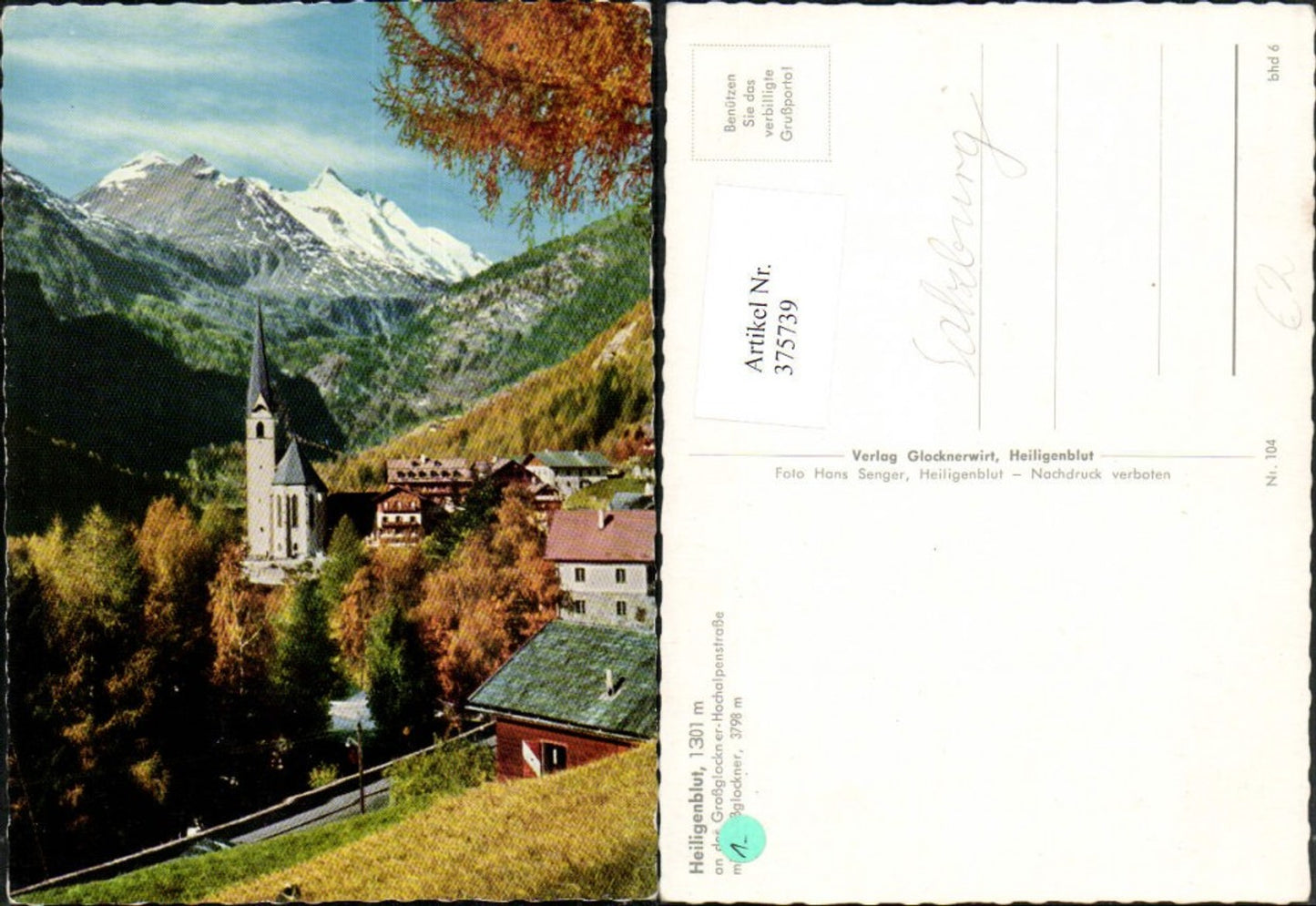 375739,Heiligenblut Teilansicht Kirche m. Großglockner Bergkulisse