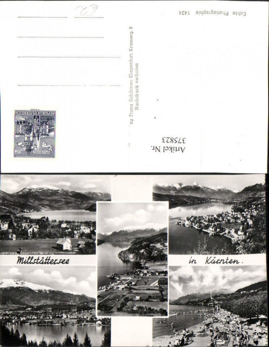 375823,Millstättersee See b. Millstatt Seeboden Totale Strandbad Mehrbildkarte