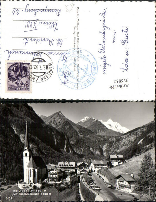 375852,Heiligenblut Teilansicht Kirche m. Großglockner Bergkulisse