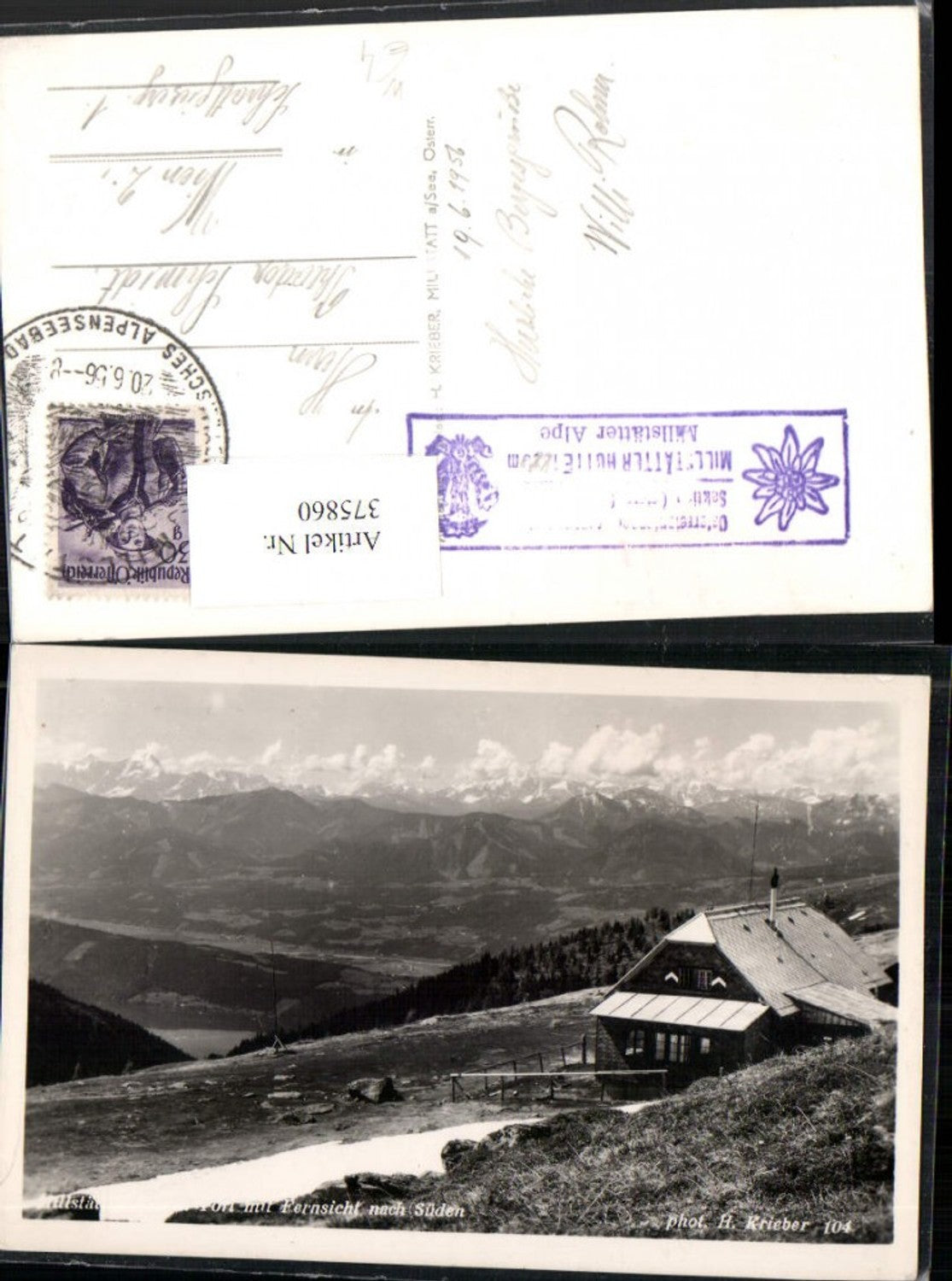 375860,Millstätterhütte Berghütte b. Millstatt Fernsicht nach Süden Bergkulisse