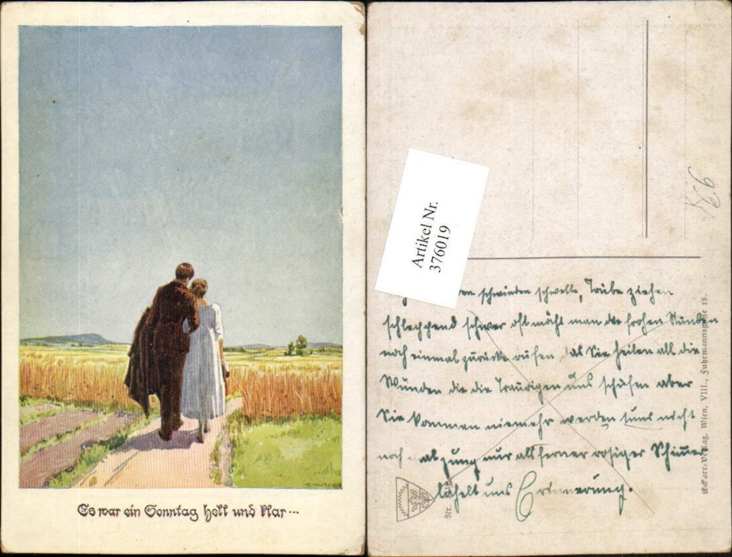 376019,Deutscher Schulverein 1412 Künstler E. Kutzer Sonntag Spaziergang Paar Landschaft