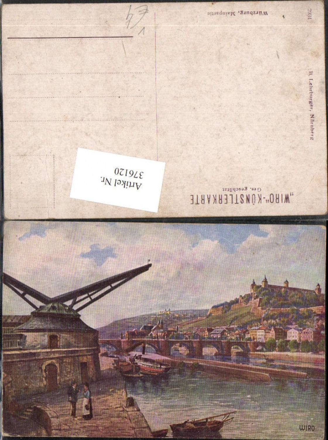 376120,Wiro AK 2934 Würzburg Mainpartie Fluss Brücke m. Festung Marienberg