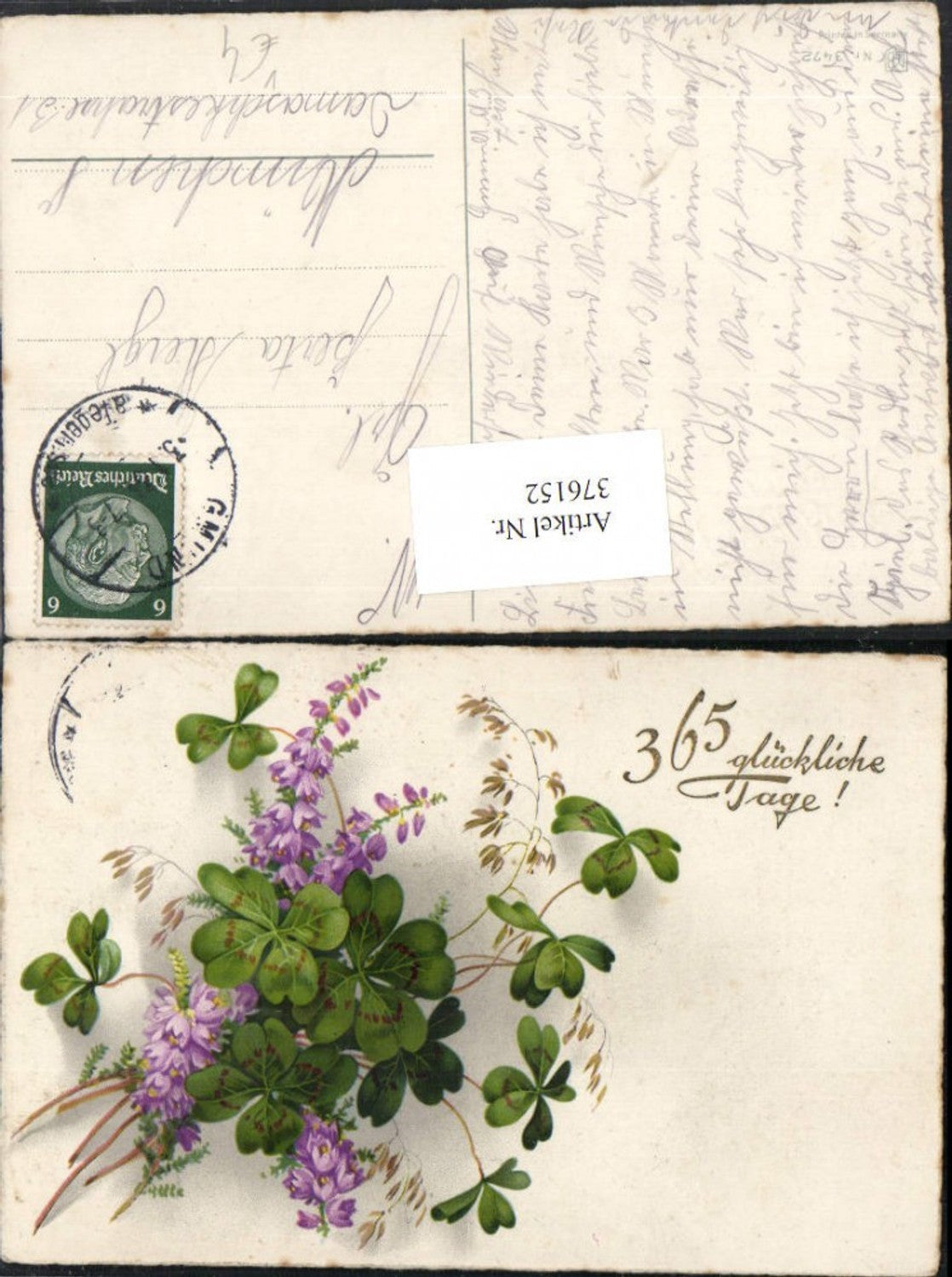 376152,Meissner & Buch 3472 Künstlerkarte 365 glückliche Jahre Klee Blumen