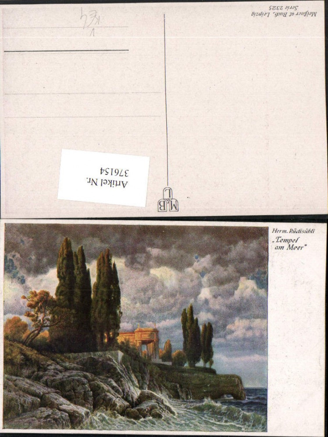 376154,Meissner & Buch 2325 Künstler Hermann Rüdisühli Tempel am Meer Küste